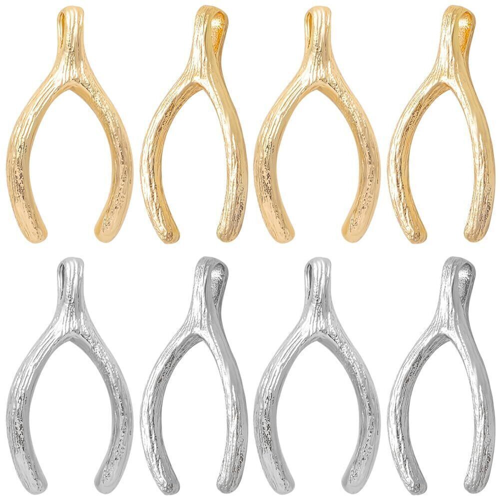 4885 1 Box 20Pcs 2 Colors Wish Bone Lucky Charms 18K Gold & Platinum Plated